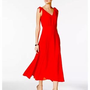 Betsy Johnson Red Tie Detail V-Back Midi Dress